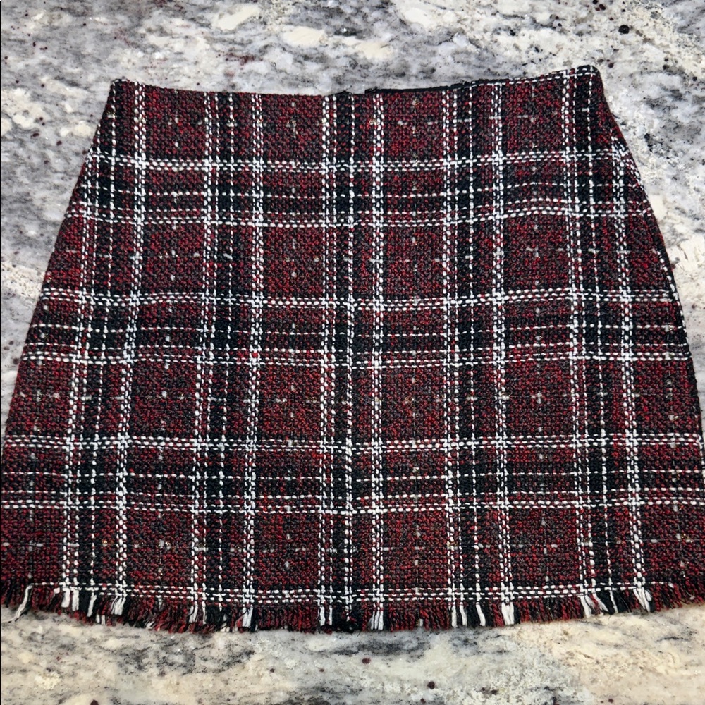 Sanctuary Plaid A-Line Skirt - Red and Black with Gold specks of sparkle